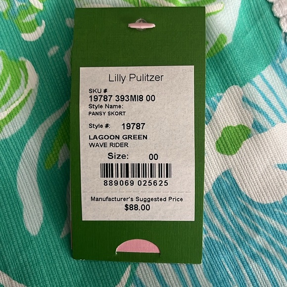 Lilly Pulitzer, Pansy Skort, Lagoon Green, Size 00, NWT - Picture 4 of 4